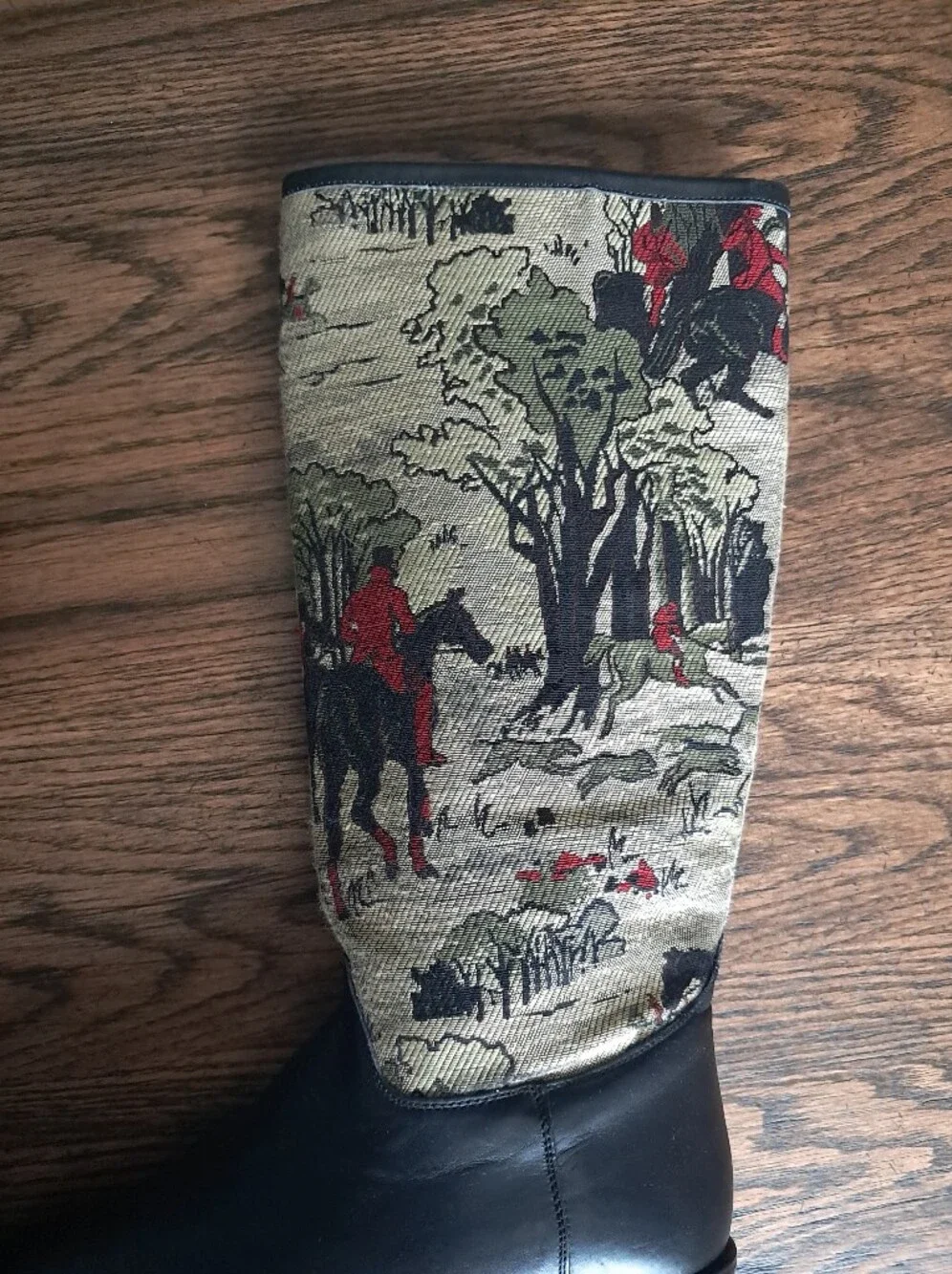 Vintage Seychelles Tapestry Riding Boots Leather Knee High Sz 8